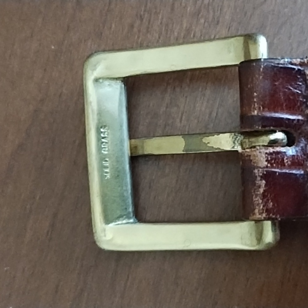 Saddlebred Brown Croc Embossed Nubuck Leather Belt Solid Brass Buckle Size Large - Picture 5 of 5